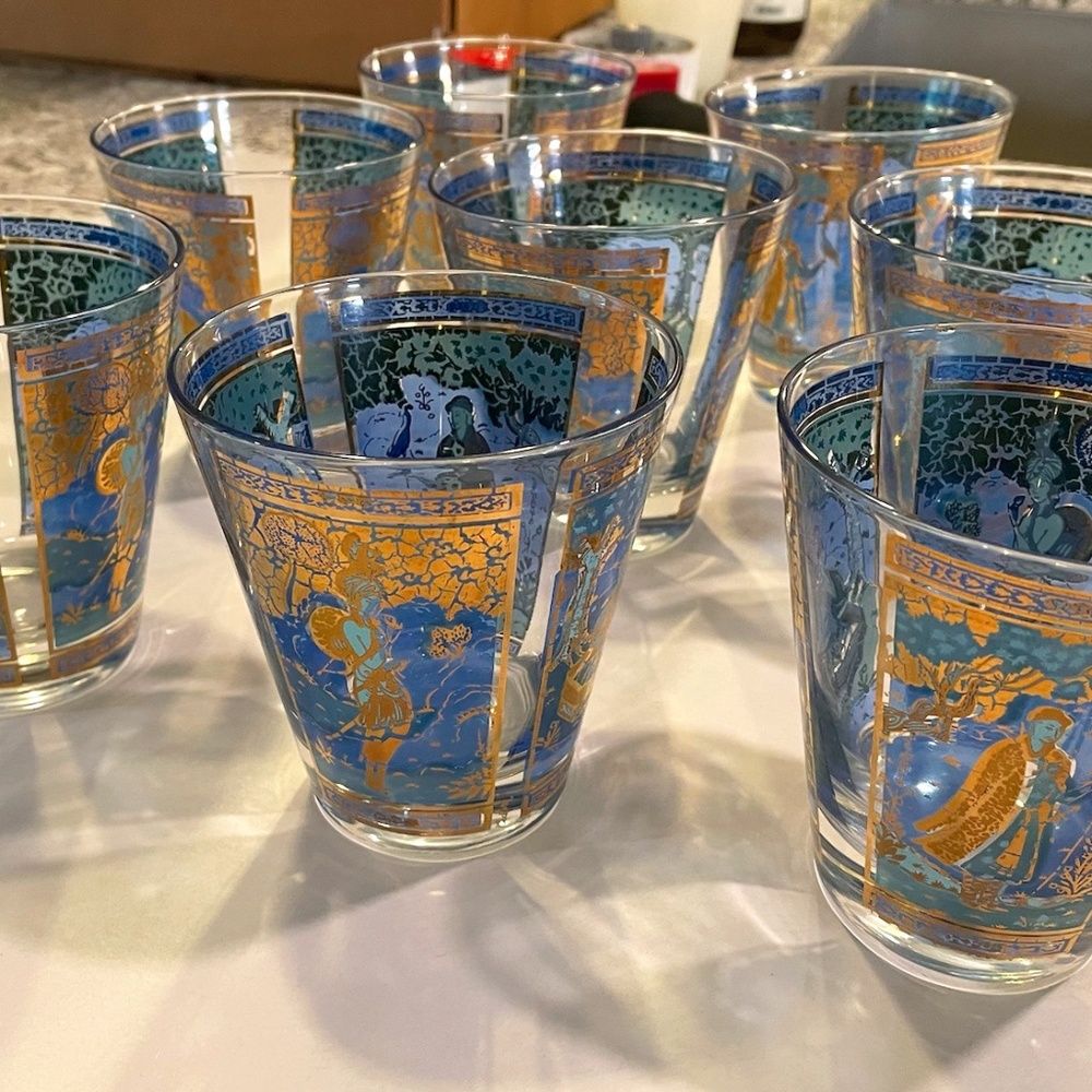 VERY RARE Culver "Blue Genie" Vintage lowball glasses